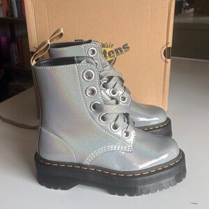 Dr. Martens Shimmering Silver Boots